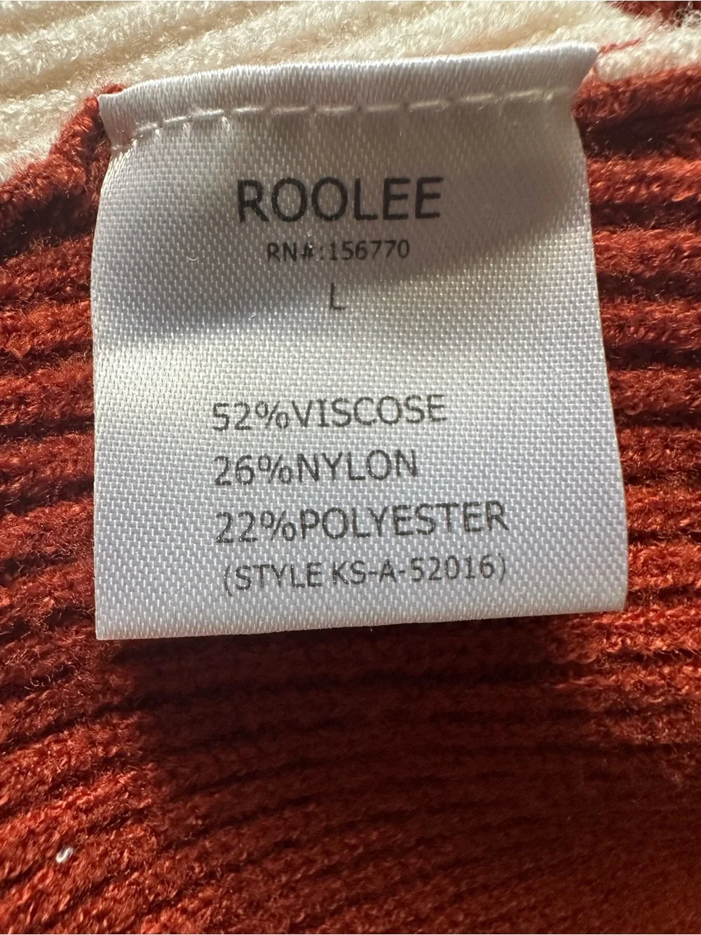 Roolee•colorblock mock-neck sweater•large•viscose blend•rust orange/cream/gray